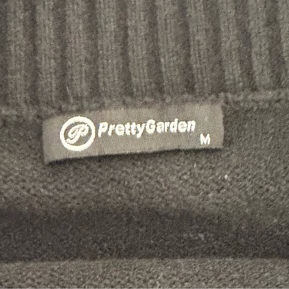 PrettyGarden Black Off-Shoulder Ribbed Sweater Top Cozy Date Night Minimal M - Picture 9 of 10